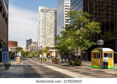 Denver, Colorado, USA - August 26th, 2020: Denver Downtown Street View