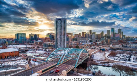 Denver, Colorado, USA Downtown Skyline Aerial.