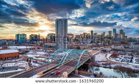 Denver, Colorado, USA Downtown Skyline Aerial.