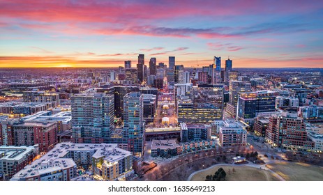 Denver, Colorado, USA Drone Aerial Skyline.