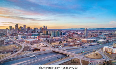 Denver, Colorado, USA Drone Skyline Aerial Panorama.