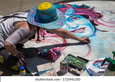 Denver, Colorado, USA - June 1st 2019, Chalk Art Festival In Denver