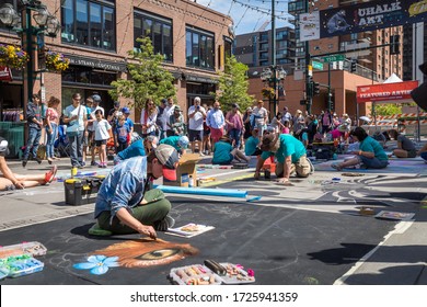 Denver, Colorado, USA - June 1st 2019, Chalk Art Festival In Denver