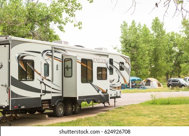 Denver, Colorado, USA - June 20, 2014. RV Camping At Cherry Creek State Park In Denver, Colorado.