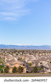 Denver, Colorado, USA-April 13, 2015. Aerial View Of Typical Suburbia In North America.