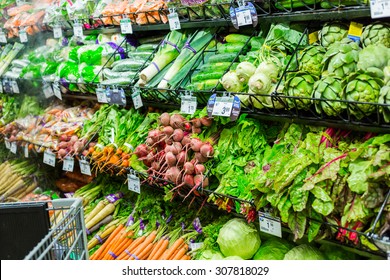 Denver, Colorado, USA-August 19, 2015. Fresh Produce At The Local Grocery Store.