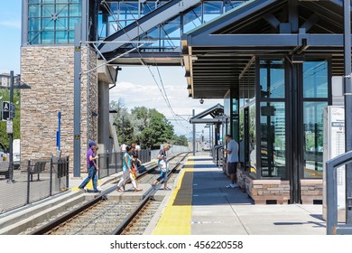 Denver, Colorado, USA-July 20, 2016. View Of The Orchard Light Rail Station.