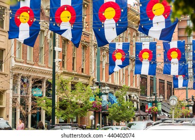 Denver, Colorado, USA-June 20, 2016. Historical Larimer Squarre In The Summer.