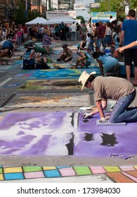 Denver, Colorado-June 4, 2011: Chalk Art Festival On Larimer Square.