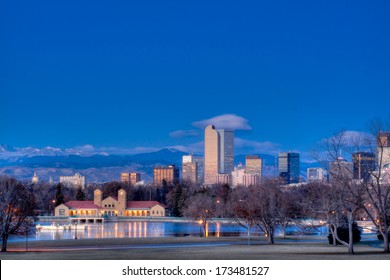 Denver, Colorado-November 29, 2011: A view of downtown Denver before sunrise.