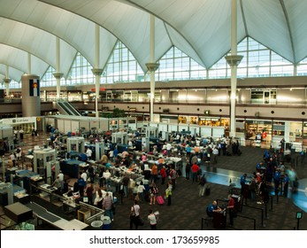 Denver, Colorado-September 16, 2012: TSA Lines At Denver International Airport, Colorado.