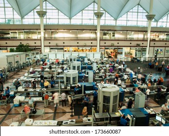 Denver, Colorado-September 16, 2012: TSA Lines At Denver International Airport, Colorado.