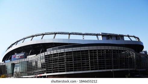 Denver, Colorado/US- 10/7/2020: A Drive Along Interstate 25 Reveals Empower Field At Mile High Where The NFL Denver Broncos Play.