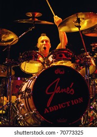 DENVER - DECEMBER 28: Stephen Perkins Drummer For Alternative Band Jane's Addiction Performs Live In Concert December 28, 2002 At The Fillmore Auditorium In Denver, CO.