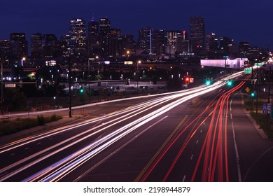 Denver Skyline And Colfax Avenue