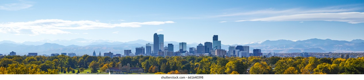 Denver Skyline at Noon Panorama