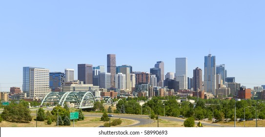 Denver Skyline Panorama 2010. Late Afternoon Summer.