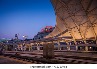 Denver Union Station At Dusk