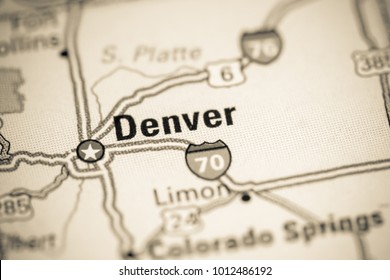 Denver. USA on a map.