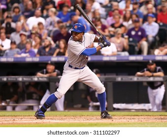 DENVER-AUG 21: New York Mets Outfielder Curtis Granderson Waits For A Pitch During A Game Against The Colorado Rockies At Coors Field On August 21, 2015 In Denver, Colorado.