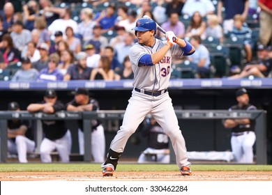 DENVER-AUG 21: New York Mets Outfielder Michael Conforto Waits For A Pitch During A Game Against The Colorado Rockies At Coors Field On August 21, 2015 In Denver, Colorado.