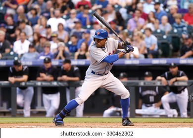 DENVER-AUG 21: New York Mets Outfielder Curtis Granderson Waits For A Pitch During A Game Against The Colorado Rockies At Coors Field On August 21, 2015 In Denver, Colorado.