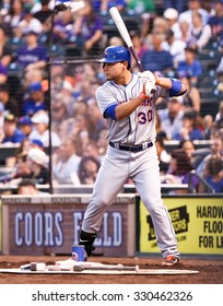 DENVER-AUG 21: New York Mets Outfielder Michael Conforto Waits On Deck During A Game Against The Colorado Rockies At Coors Field On August 21, 2015 In Denver, Colorado.