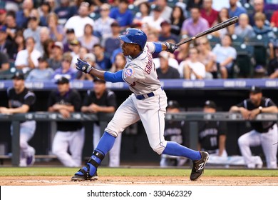 DENVER-AUG 21: New York Mets Outfielder Curtis Granderson Waits For A Pitch During A Game Against The Colorado Rockies At Coors Field On August 21, 2015 In Denver, Colorado.