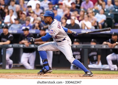 DENVER-AUG 21: New York Mets Outfielder Curtis Granderson Waits For A Pitch During A Game Against The Colorado Rockies At Coors Field On August 21, 2015 In Denver, Colorado.