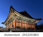 Deoksugung palace in Seoul, South Korea. Junghwajeon and Junghwamun of Deoksugung Palace are the main gates leading to and from the Jeongjeon and Jeongjeon of Deoksugung Palace, respectively.