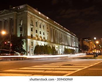 Department Of Justice Building. Robert F. Kennedy Building At Night