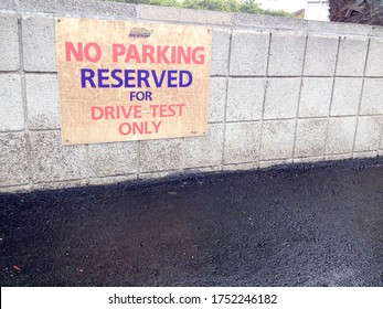 Department Of Motor Vehicles DMV Motorcycle Auto Car Driving Test Exam Area No Parking Sign