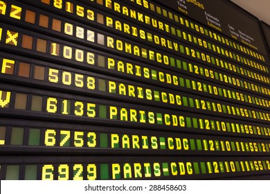 Departure Arrival Board In An European Airport