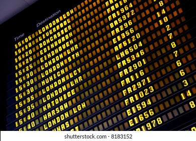 Departure Board At Dublin International Airport (DUB)