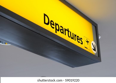 Departure sign at an airport.