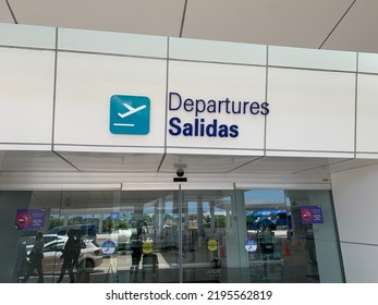 Departures Sign Of Cancun International Airport, Terminal 4. Cancun, Mexico, August 14th 2022