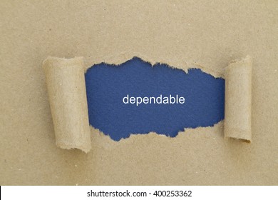 Dependable Word Written Under Torn Paper.