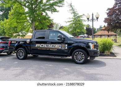 Depew, NY, USA - July 23, 2022: A Depew Police Truck Is Shown. Depew Is A Village In Erie County And Is Part Of The Buffalo–Niagara Falls Metropolitan Area. 