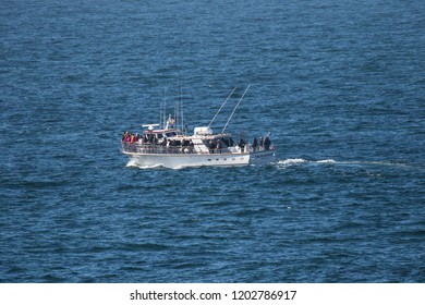 Depoe Bay, Oregon - 10/4/2018:  A Whale Watching Boat Loaded With Whale Watchers In The Pacific Ocean Just Off Depoe Bay Oregon.