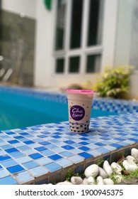 Depok, Indonesia - January 22, 2021: Chatime Caramel Milk Tea