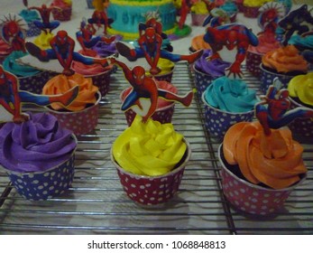 Depok, West Java / Indonesia - May 29, 2012: Spiderman Cup Cake