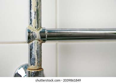 Deposits On The Pipe In The Bathroom