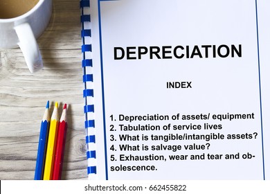 Depreciation Value Of Assets And Equipment Concept- With Contents Of A Seminar.