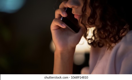 Depressed mixed-race female talking on smartphone with sadness, face closeup, stock footage - Powered by Shutterstock