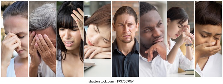 Depressed people with fatigue, concept of ME CFS Chronic Fatigue Syndrome awareness day, unhappy life, failure, unemployment, jobless people, economic recession, bullied woman, abused LGBT people