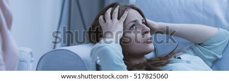 Similar – Image, Stock Photo Depressed woman with her head on a laptop