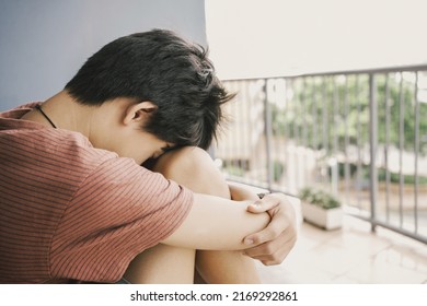 Depressed Teenage Boy Hugging His Knee, Child Mental Health, Stop Bullying, Teen Autism Awareness Concept