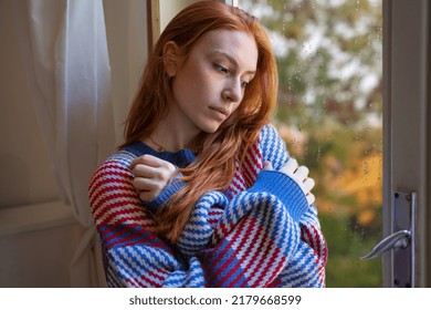 Depressed woman suffering seasonal depression, feeling blue