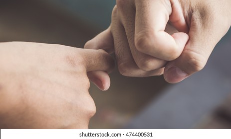 Depth of field, Vintage Style of Two hands hook each other's little finger concept of promise, heal  - Shutterstock ID 474400531