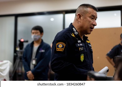 The Deputy Head Of Bangkok Police, Piya Tawichai, At News Conference Conclusion About Thais Pro-democracy Protesters Gather At Ratchaprasong Intersection In Bangkok, Thailand October 15, 2020.